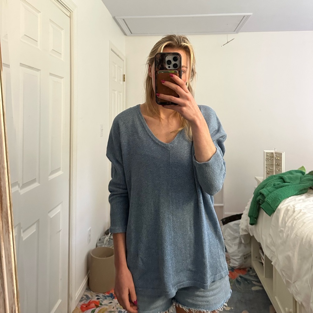 Banana Republic Heather Blue Knit Top